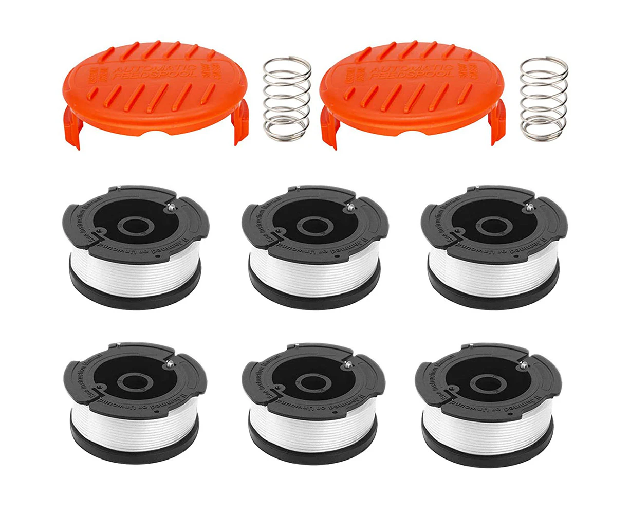 6 Pack Line Spool Compatible with Black Decker Grass Trimmer Replacement Spool Weeding Hat With 2 Covers