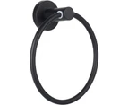 Towel Rack, Black Frosted Towel Ring Wall Mounted Round Stainless Steel Towel Ring Holder for Bathroom, Kitchen