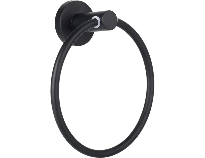 Towel Rack, Black Frosted Towel Ring Wall Mounted Round Stainless Steel Towel Ring Holder for Bathroom, Kitchen