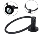 Towel Rack, Black Frosted Towel Ring Wall Mounted Round Stainless Steel Towel Ring Holder for Bathroom, Kitchen