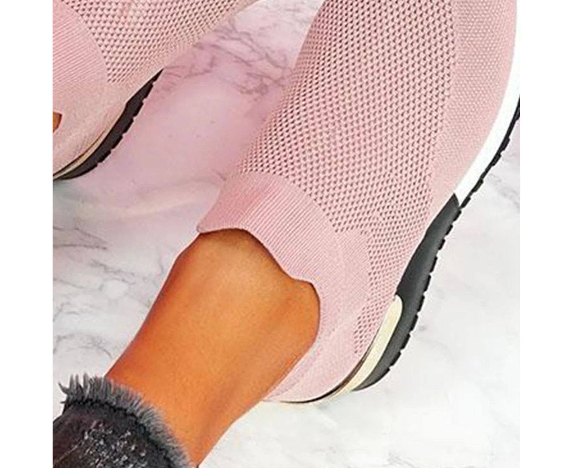 Sport Shoes Stretchy Slip On Spring Autumn Mesh Non-slip Knitting Sock Sneakers for Trainer