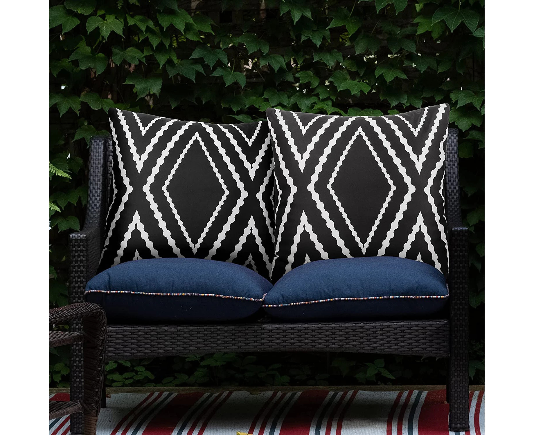 Outdoor Waterproof Boho Throw Pillow Covers Geometric Pillow Cases for Patio Garden Set of 2, 18 X 18 Inches