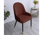 Stretch Fit Dining Chair Covers,Reusable Washable Soft Spandex Sloping Armchair Cover Curved Home Dining Chair Cover - Dark Coffee