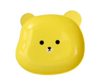 Snack Plate Cute Bear Pattern Easy to Clean Stackable Round Edges Multipurpose Plastic Space Saving Fruit Dish Kitchen Tableware Yellow