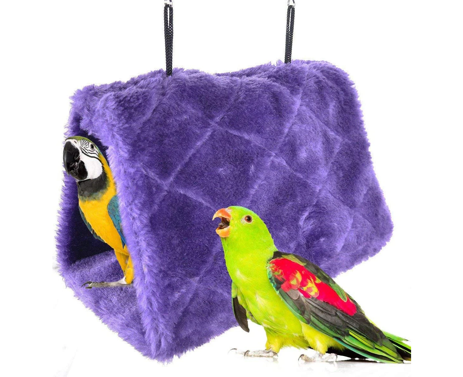 Winter Warm Bird Nest House, Shed Hut Hanging Hammock Finch Cage, Plush Fluffy Birds Hut Hideaway-M