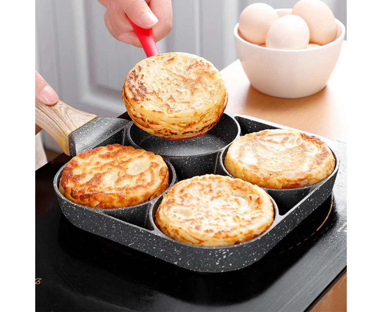 Omelet Frying Pot Pan Non-stick Egg Dumpling Ham Pancake Steak Breakfast Maker - Four-Hole