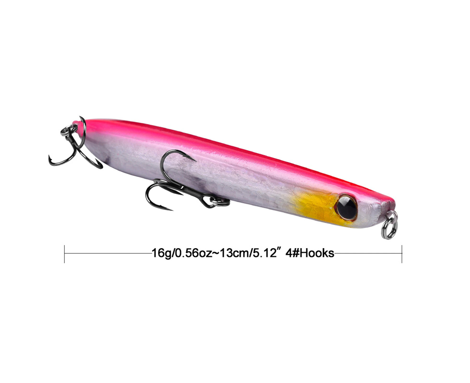 13cm/16g Barbed Popper Lure 3D Eyes Sharp Hard Bait With Treble Hook Fishing Accessory