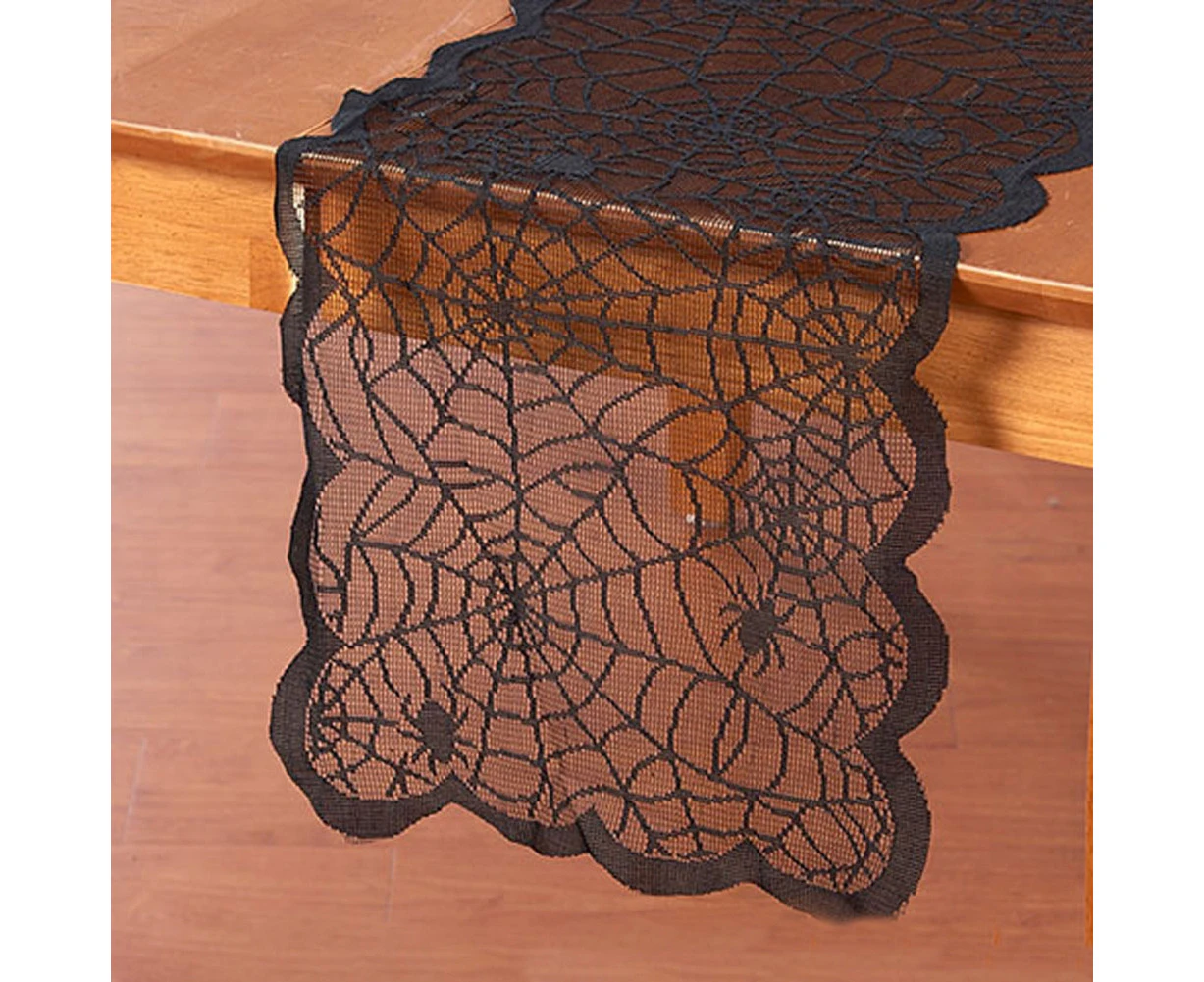 183x33cm Halloween Party Decoration Lace Spider Web Table Runner Cloth Cover