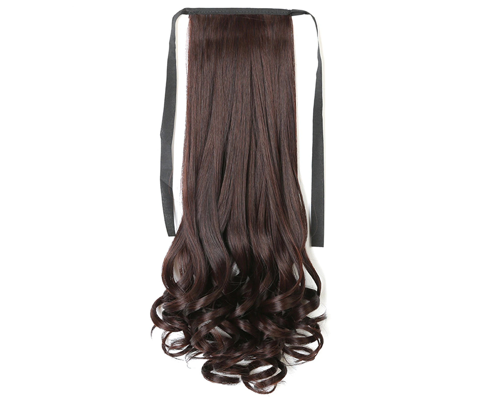 Women Synthetic Fiber Long Curly Ponytail Fake Wig Hair Extension Hairpiece-L Dark Brown