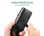 Hand Crank Solar Flashlight, Emergency Charging Led Flashlight, Survival Flashlight, Fast Carbine Flashlight—Black