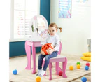 Giantex Kids Vanity Table & Chair Set Princess Makeup Dressing Table w/Mirror 2 in 1 Vanity Set Writing Desk for Kids Room