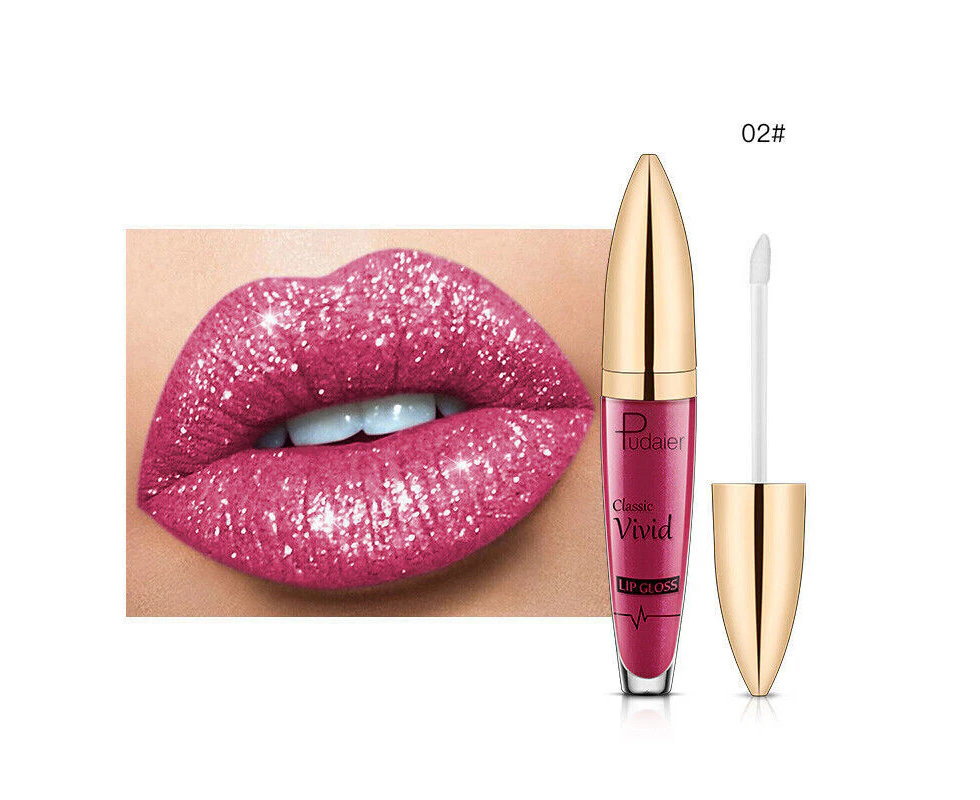 Pudaier Diamond Glitter Liquid Lipstick Long Lasting Matte Velvet Lip Gloss - B