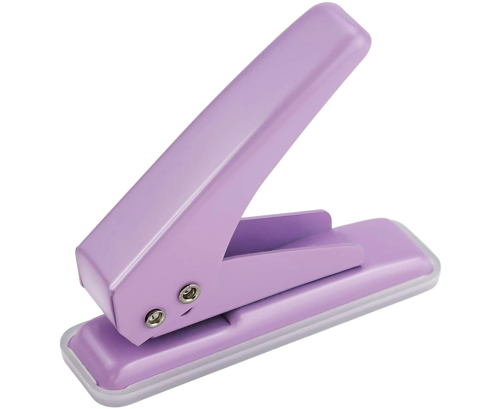 Single Handheld 1/4 Inches Hole Puncher, 20 Sheet Punch Capacity Metal Hole Punch with Skid-Resistant Base for Paper, Chipboard, Art Project, Purple