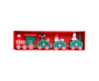 Wooden Christmas Train with 3 Carriages for Boys Girls Children Festive Advent Calendar Decor Gift-green