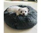 Dog Cat Pet Calming Bed Warm Soft Plush Round Nest Comfy Sleeping Kennel Cave AU - Light Grey