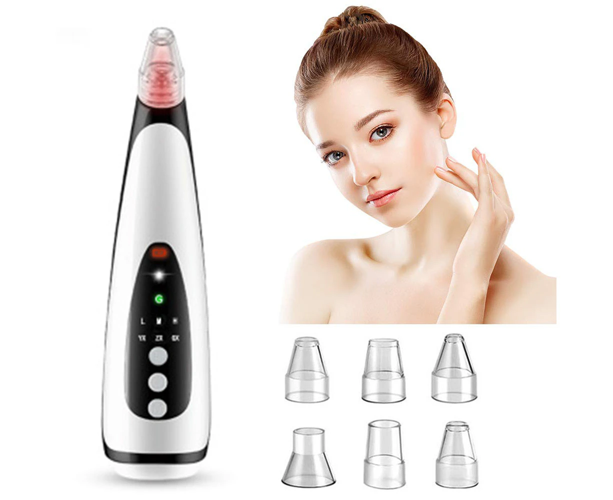 Blackhead Remover Vacuum, Electric Facial Pore Vacuum Acne Suction Extractor Cleaner Tool Kit USB Rechargeable with LED Display 6 Probes