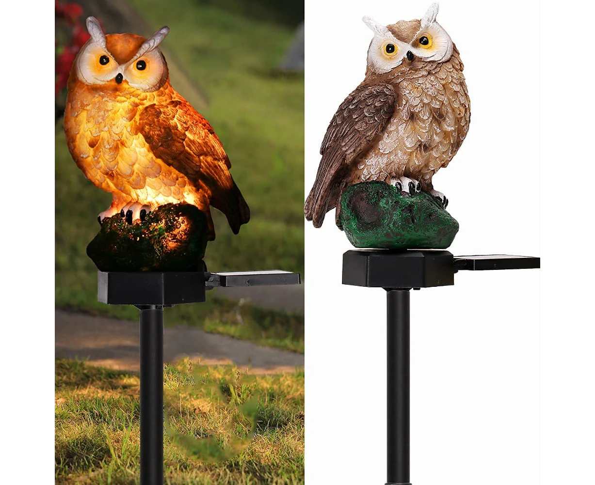 Garden Solar Lights Outdoor Decor- Resin Owl Solar LED Garden Lights-Waterproof, Energy Saving- Owl Shape with Stake for Garden Lawn, Yard Art, Pathway, Pa