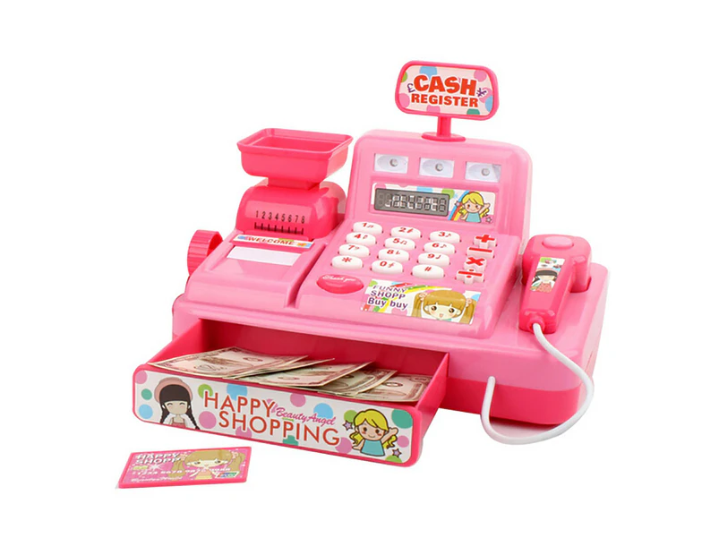 Child Simulated Music Light Market Cash Register Kids Role Play Puzzle Toy Gift Red