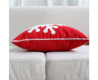 Soft Square  Snowflake Home Decorative Canvas Cotton Embroidery Throw Pillow Covers 18x18 Cushion Covers Pillowcases for Sofa Bed Chair (1 Pair) Red