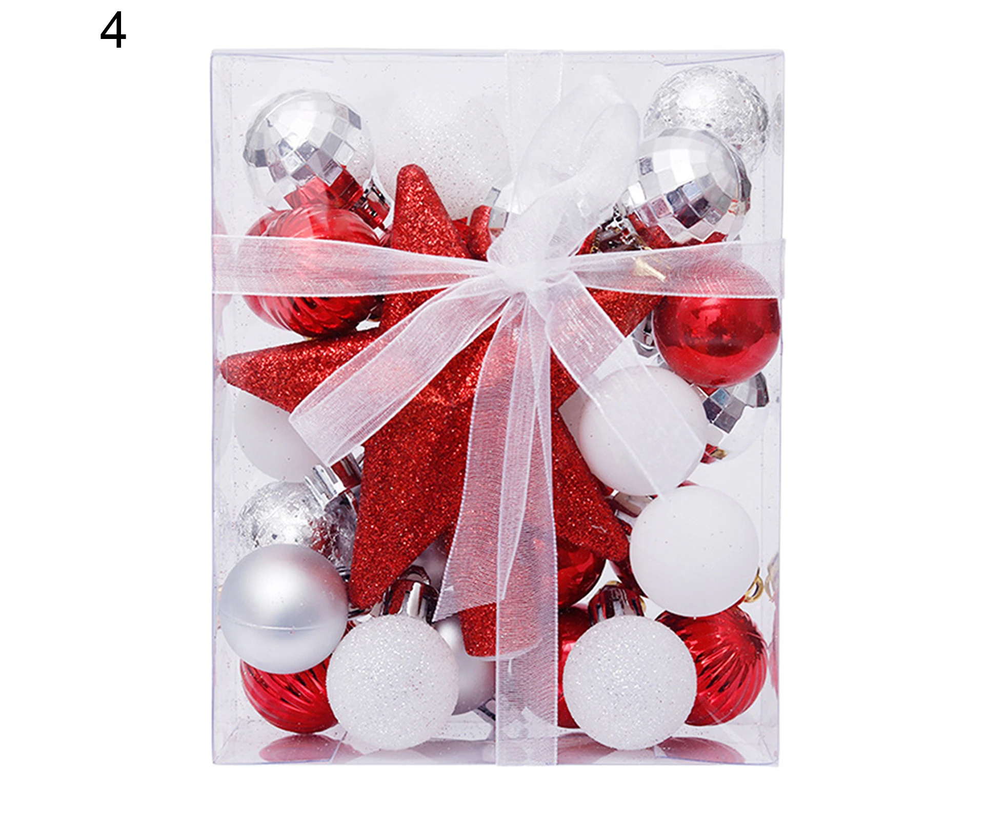 30Pcs/Box Christmas Tree Balls Stunning Weather Proof PS Shatterproof Xmas Baubles for Outdoor