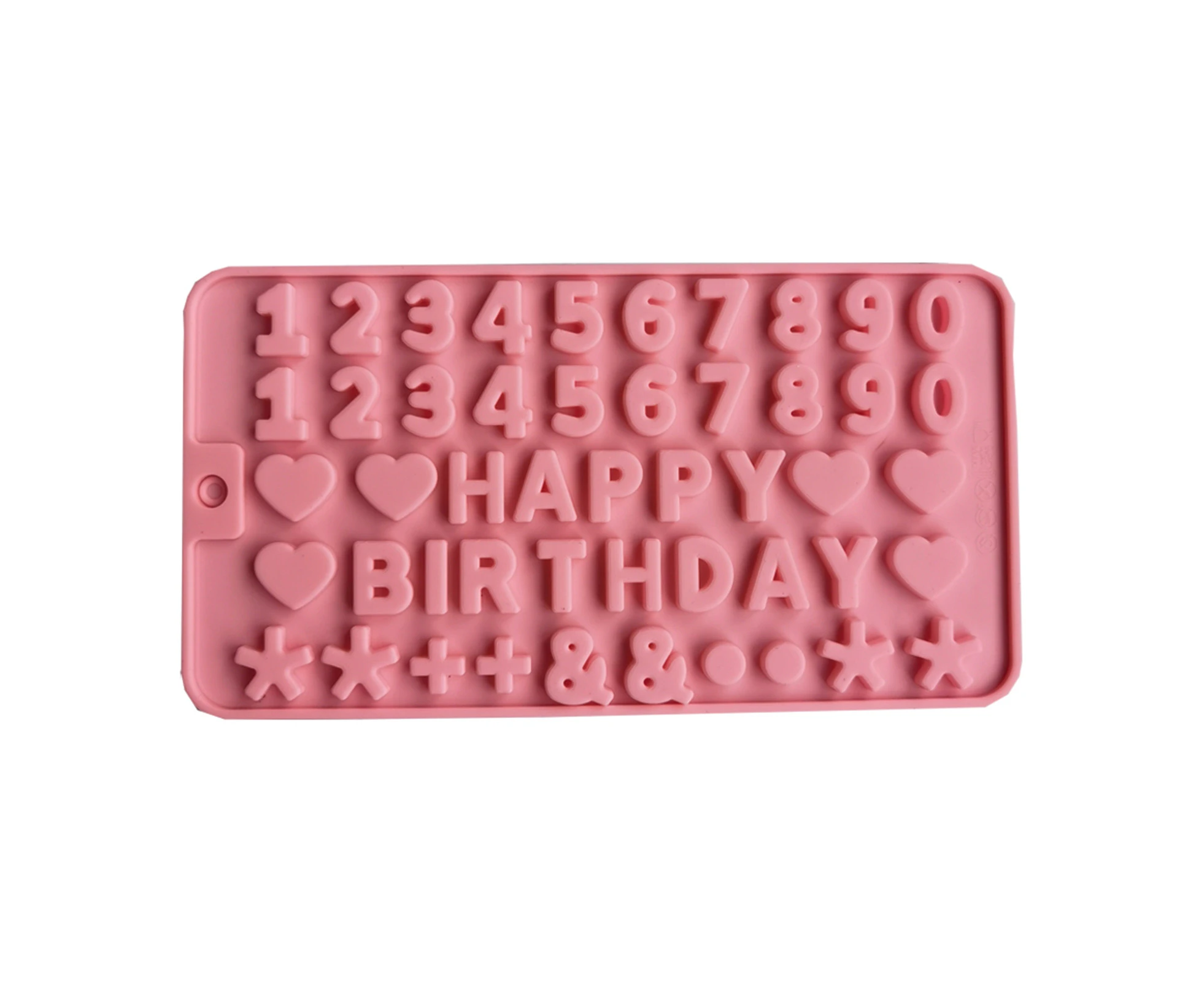 Silicone Chocolate Mold Alphabet Number Chocolate Baking Tools Non-stick Silicone Mold for Happy Birthday Cake DIY Mold - Pink