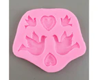 Chocolate Mould Non-Sticky Easy to Release Reused Soft Multifunctional Baking Solid Color Pigeon Heart Cake Chocolate Mold for Kitchen - Pink