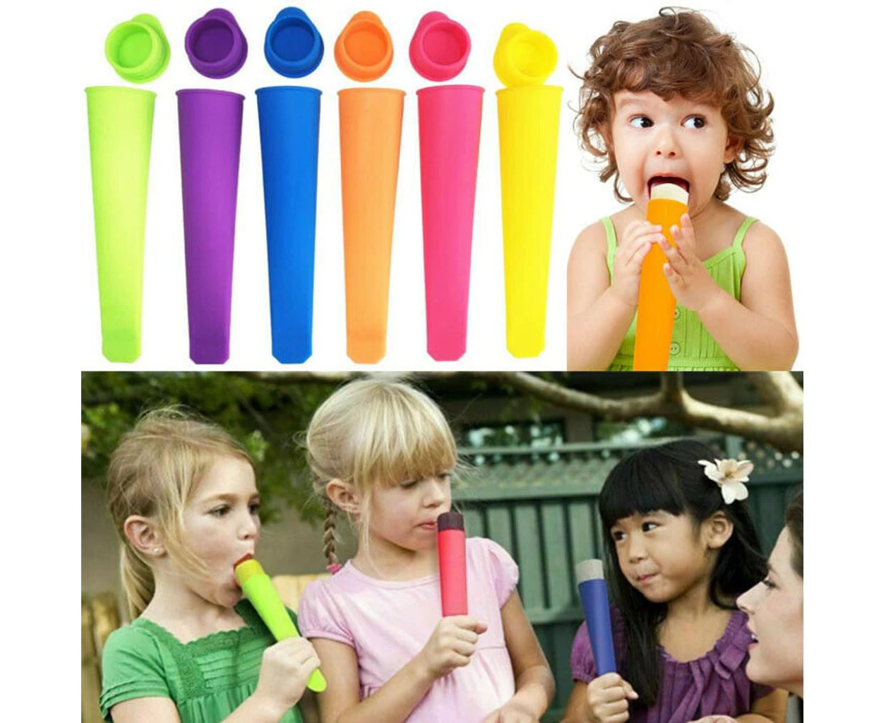 Pack Of 6 Silicone Ice Cream Moulds Popsicle Moulds Ice Cream Cones Ice Cream Moulds Water Ice 15.5Cm