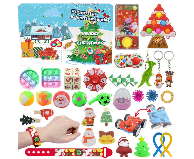 Christmas Advent Calendar  24 Days Stress Relief Kit Figet Toy Box Christmas Gift For Kids - B