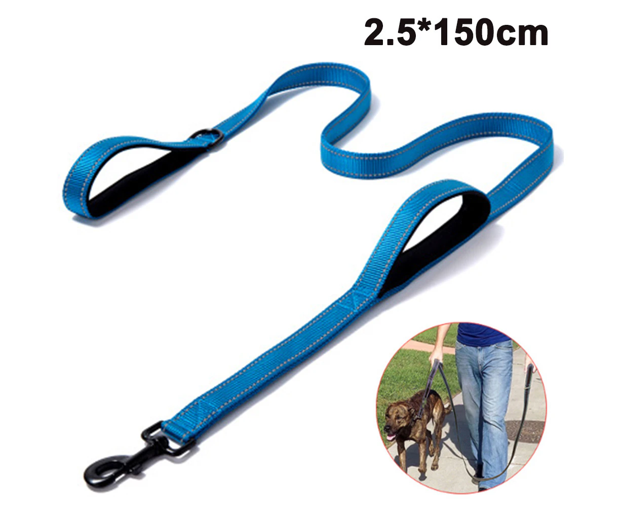 Pet Gear Dog Leash1.5m Long Padded Two Handle Heavy Duty Double Handles Lead for Control Safety Training Leashes for Large Dogs or Medium Dogs-Blue