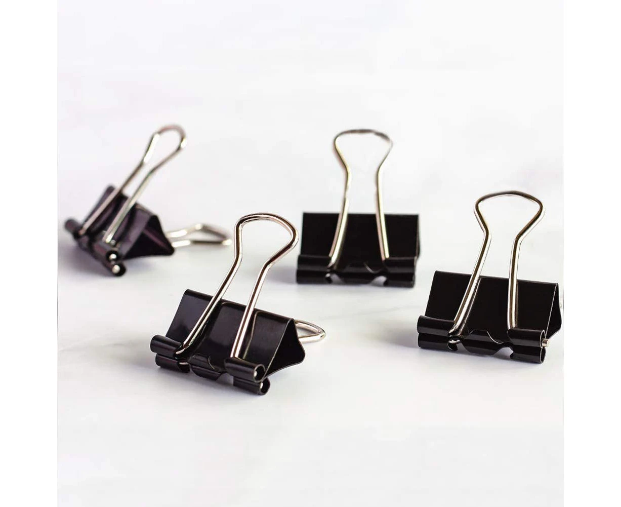 Micro Binder 15Mm Mini Metal Bulldog Paper Clip Clips (Pack Of 60, Black)