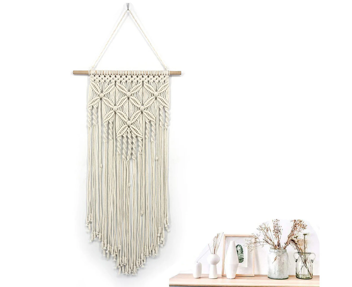 Wall Hanging, Boho Macrame Wall Hanging Handmade Woven Wall Art Macrame Tapestry for Bedroom Office Home Wall Decor-Beige