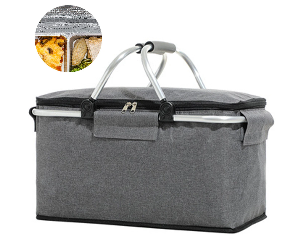 1 pcs Picnic Basket,Portable Collapsible Cooler Bag,Grocery Basket