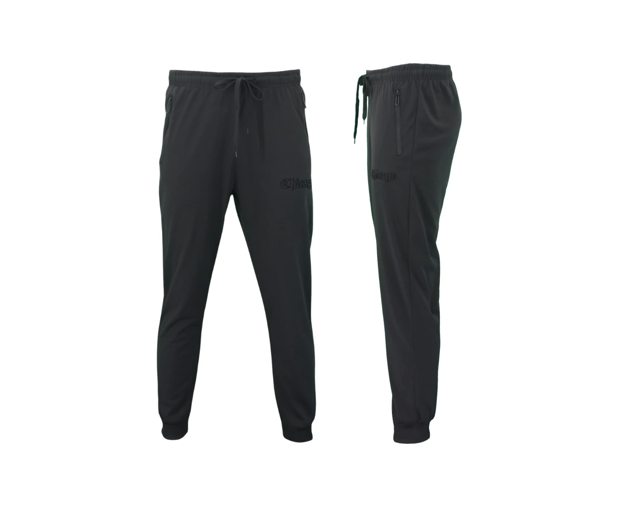 FIL Men's Lightweight Track Pants w Zip Pockets - Chicago/Black