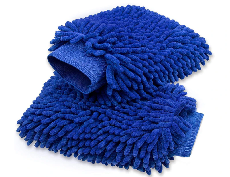Large Size Microfiber Wash Mitt for Car Cleaning Mitts Tools Premium Chenille Scratch-Free Car Washing Gloves Dark Blue