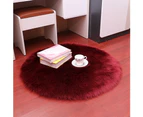 30/35/40/45cm Round Plain Fluffy Rug Pad Carpet Bedroom Mat Cover Home Decor-Wine Red 45cm