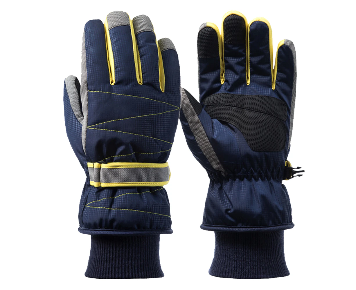 Ski Gloves Winter Touch Screen Waterproof Windproof Riding Cold Protection Plus velvet Cotton,(Blue,Style1)