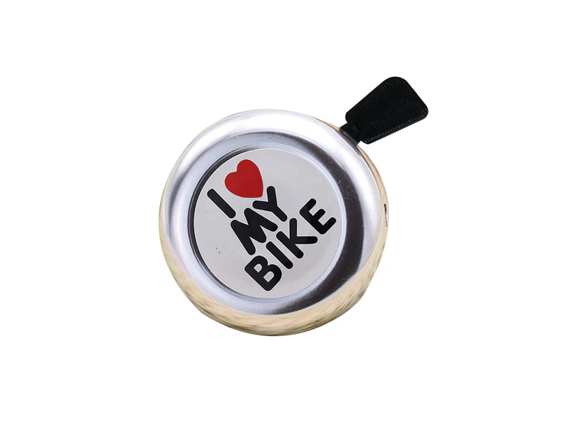 Cute I Love My Bike Printed Bike Bicycle Bell Clear Sound Alarm Warning Ring - Silver