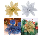 5Pcs Glitter Hollow Artificial Christmas Flower Ornament Xmas Tree Garland Decor-Pink