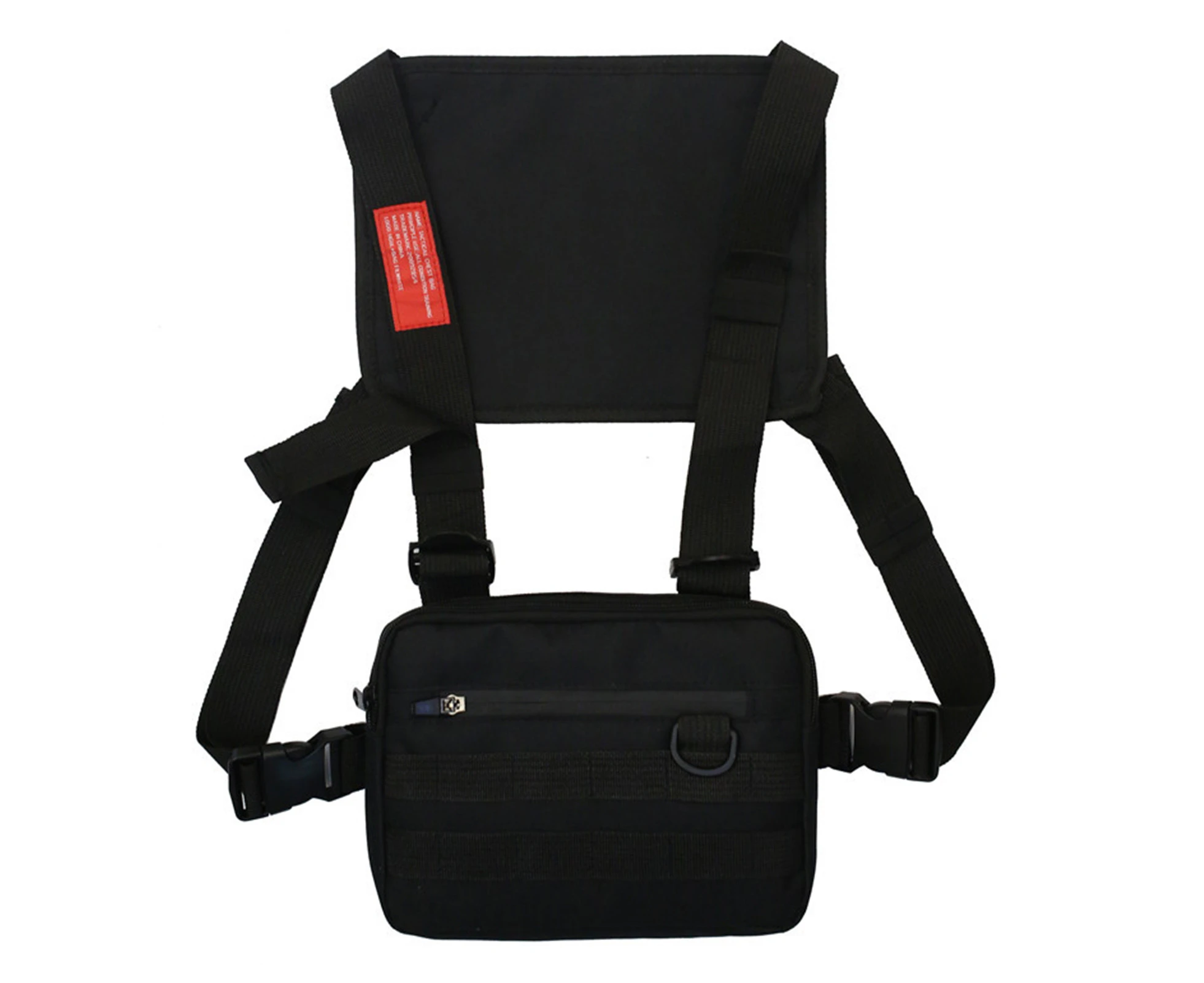 Adjustable Shoulder Pouch Chest Rig Bag Vest Sack Backpack Holder for Men Women - Black