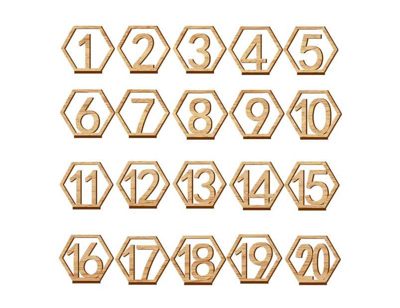 20Pcs/Set Table Number Plate Heart Shape Hollow-out Easy Installation Hexagon Hollow Digital Seat Number Plate for Bar - 3