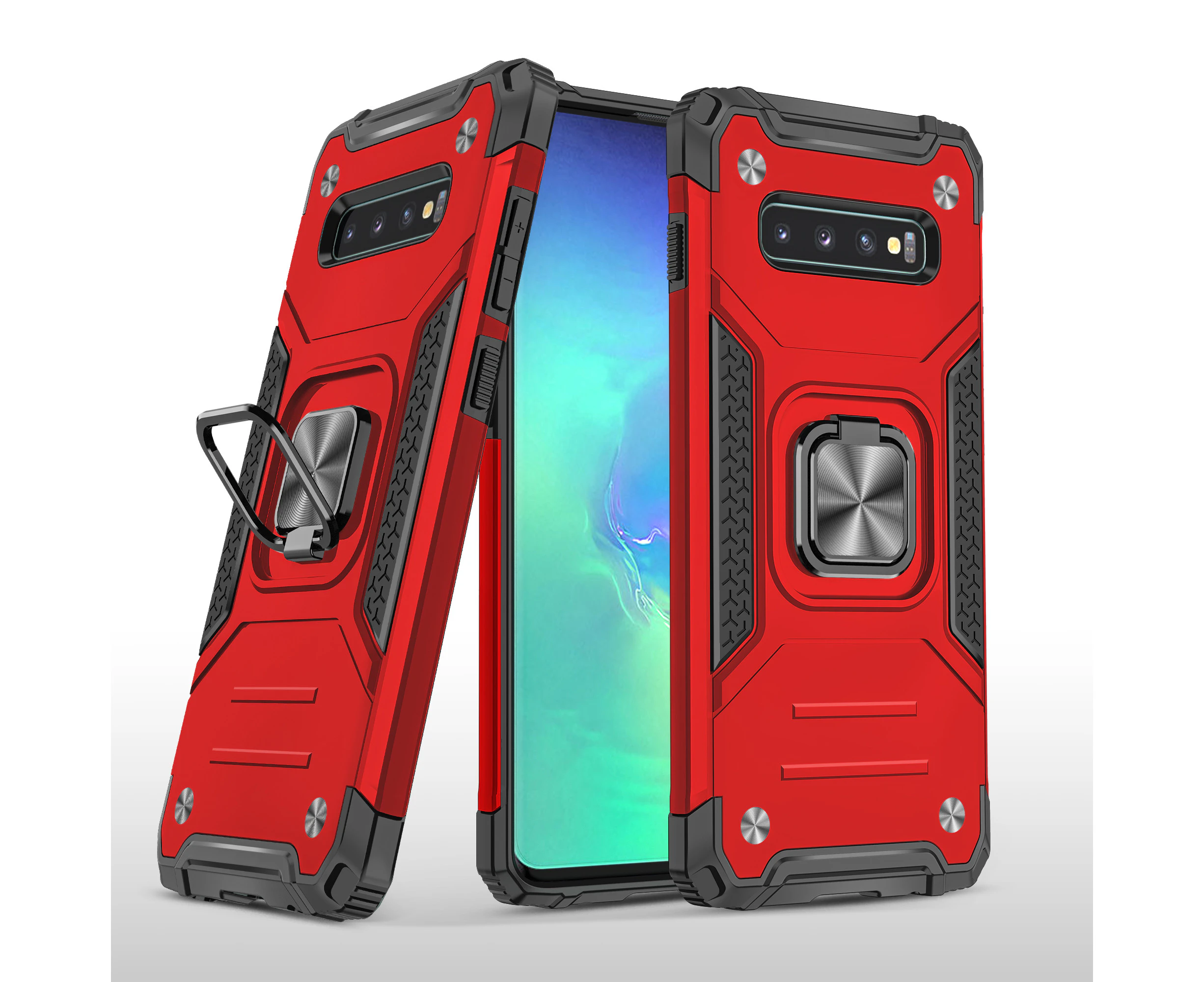 For Samsung Galaxy S10 Case with Magnetic Ring Holder - Red