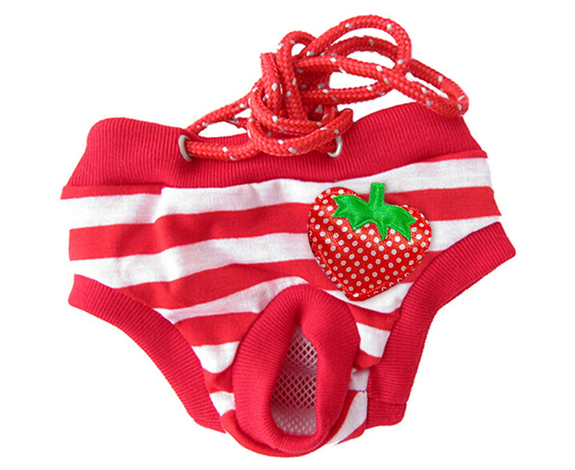 Female Pet Dog Puppy Diaper Pants Physiological Sanitary Short Panty Nappy Underwear M/L/XL-Red_Striped Cotton