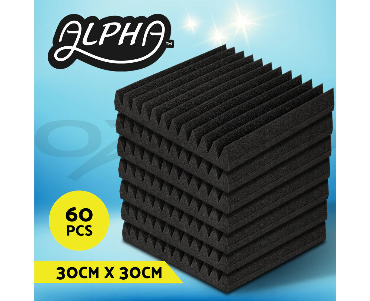 60pcs Alpha Studio Acoustic Foam Sound Absorbtion Proofing Panels Wedge 30X30CM