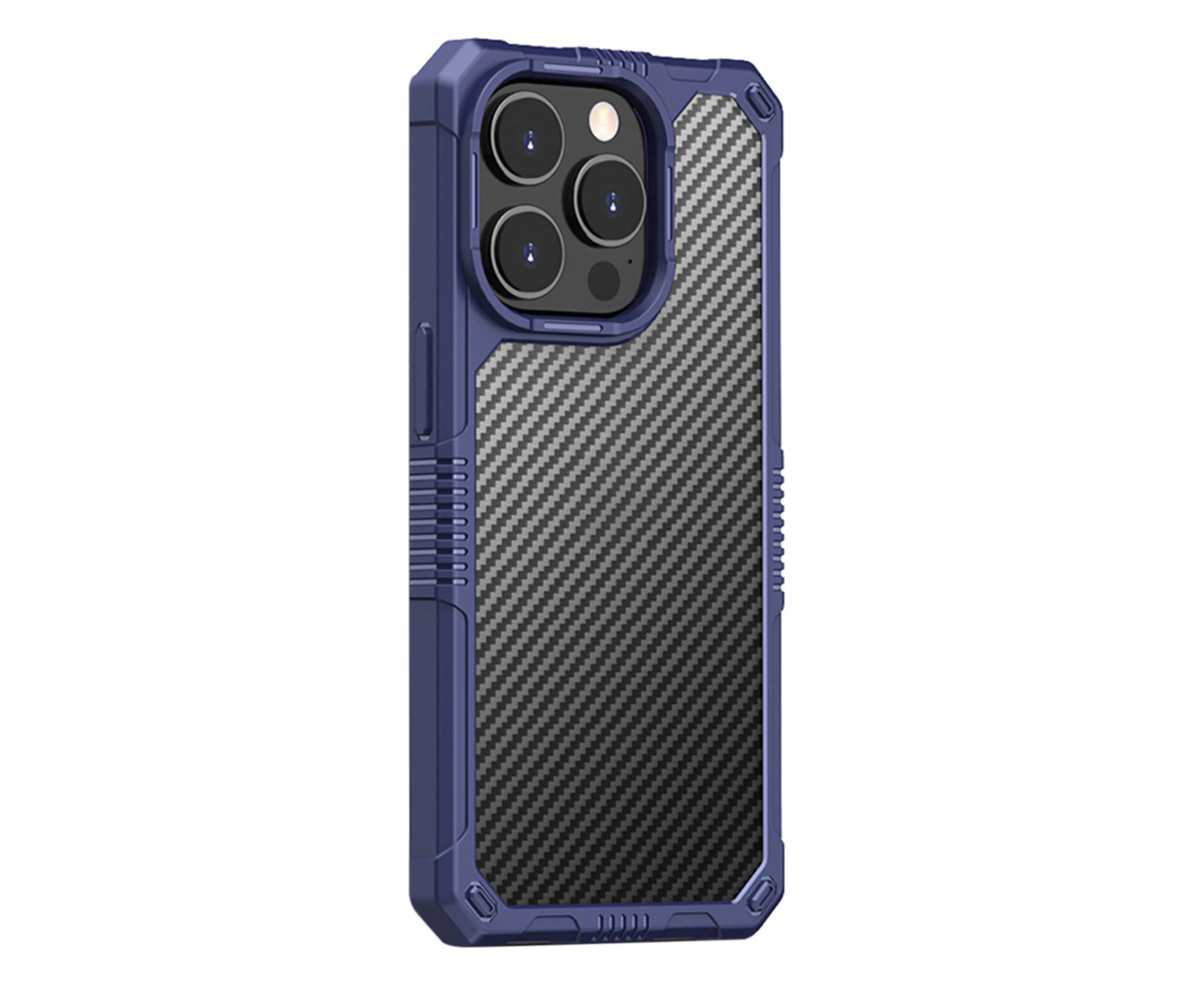 Carbon Fiber Phone Case Anti-drop High Toughness Anti-crack Detachable Explosion-proof Mobile Phone Cases for iPhone 14/14Pro/14Max/14Pro Max - Blue