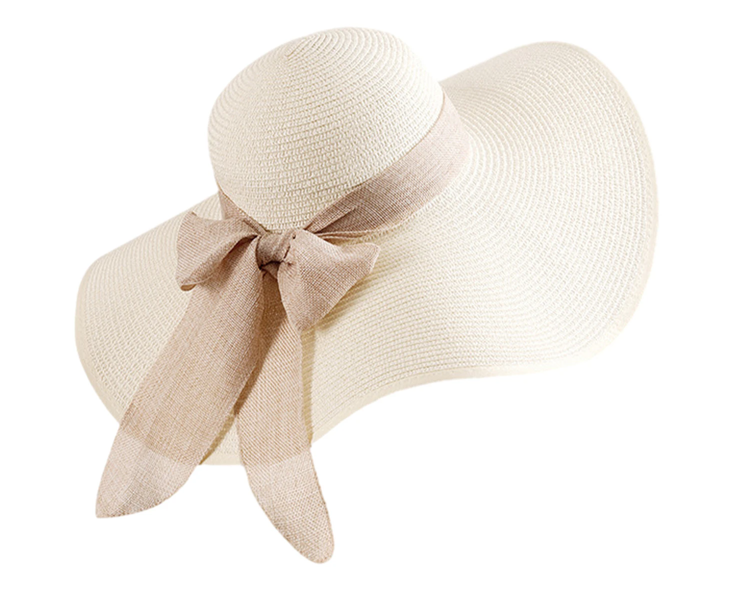 Womens Sun Straw Hat Wide Brim Upf 50 Summer Hat Foldable Roll Up Floppy Beach Hats For Women,Beige