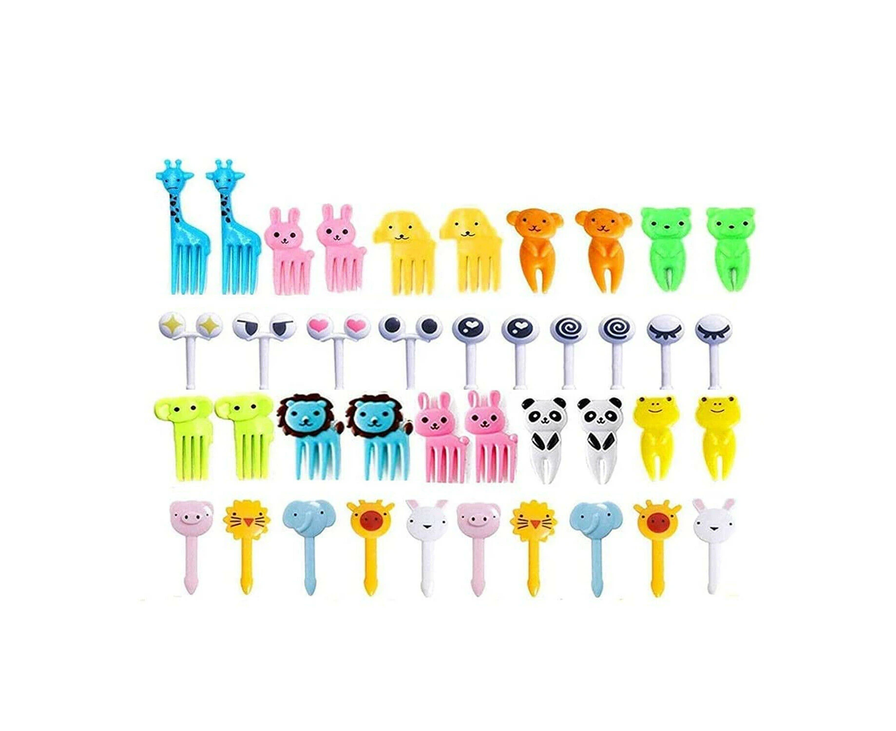 40Pcs Mini Kids Animal Food Fruit Picks Forks Lunch Box Accessory Decor Tool