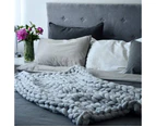 Thick Blankets, Wool, Handmade Pet Beds, Chairs, Sofas, Knitted Blankets - Gray