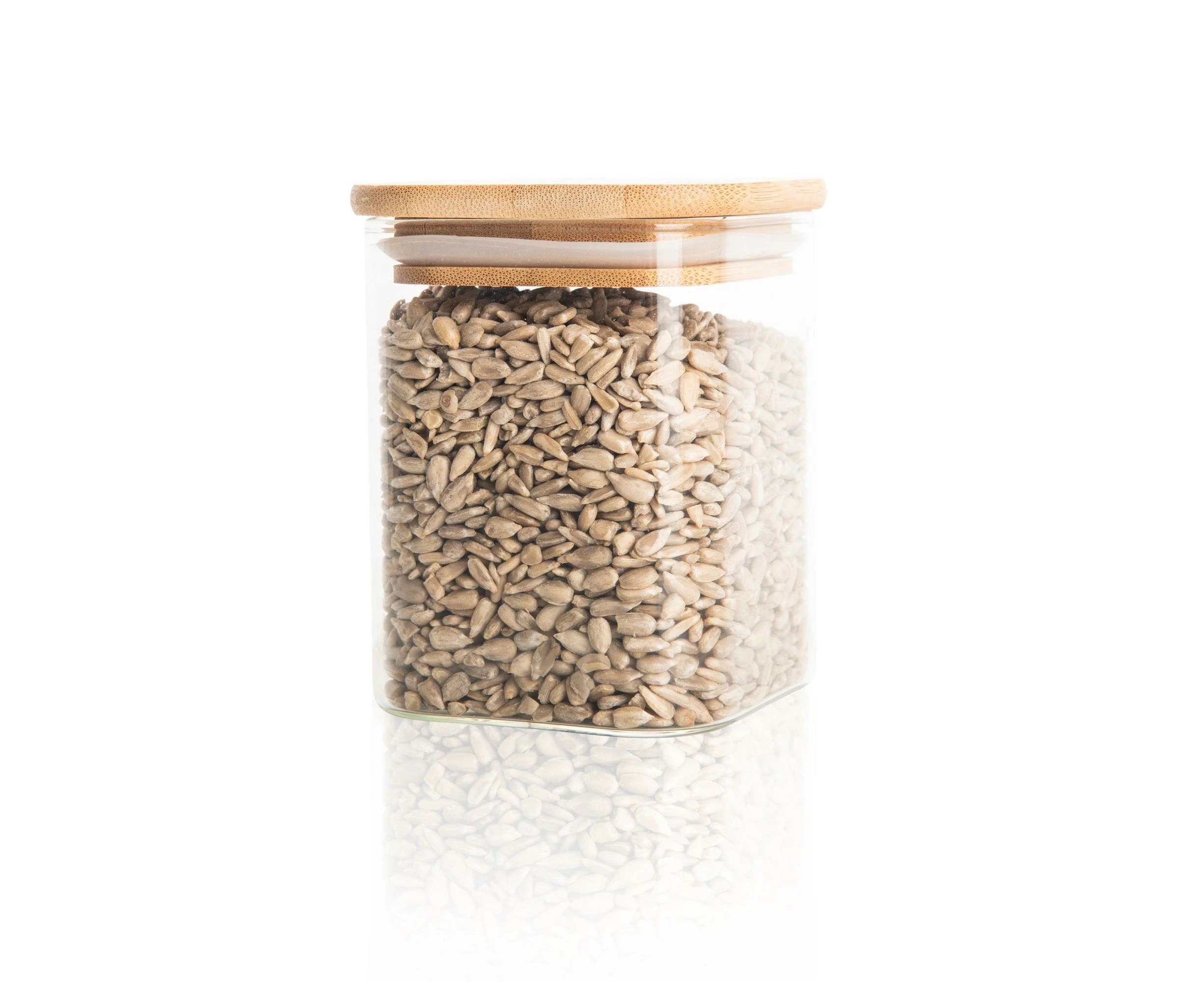 Square Glass and Bamboo Storage Jar 500ml