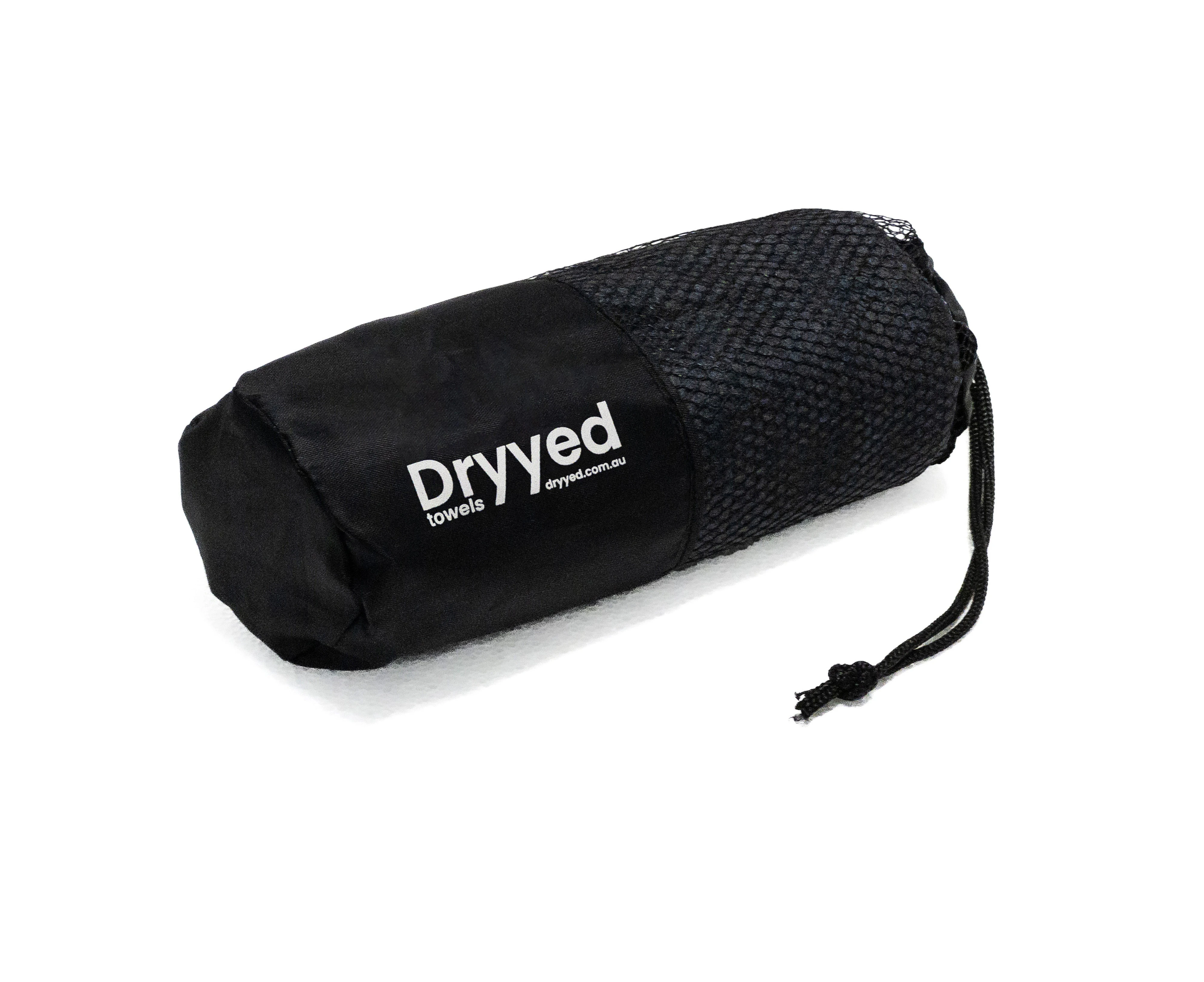 Dryyed Gym Towel - Blacked Out - Microfibre 40cm x 80cm - Plain Black Pattern