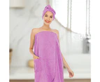 Women Bath Wrap Towel for Spa Shower  Bathing Towel Soft Microfiber Bathrobes Wrap with Hair Turban